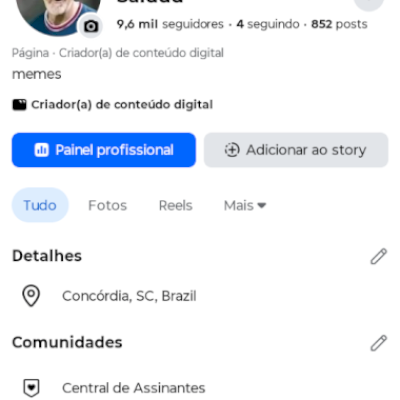 Vendo página do Facebook