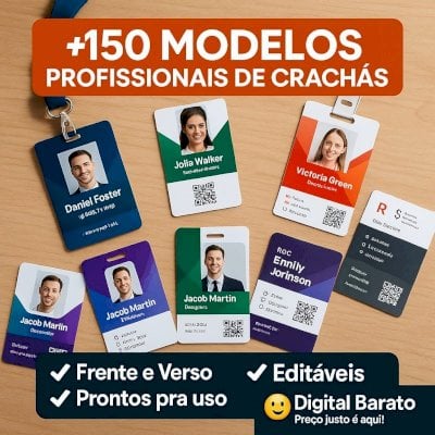 🎫 +150 Crachás Frente e Verso p/ Empresas, Eventos, Escolas e Muito Mais!