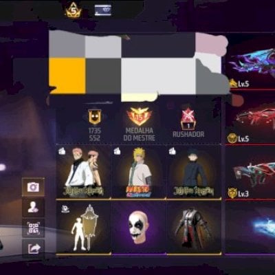 conta free fire prime 5 com angelical, bandeirão, punho, armas evolutivas etc...