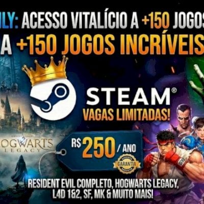 VAGAS PARA STEAM FAMILY - +150 JOGOS PREMIUM | VAGA ANUAL