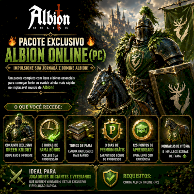 PACOTE ALBION ONLINE (NA SUA CONTA) 6 DIAS DE VIP (PREMIUM) + SKINS!