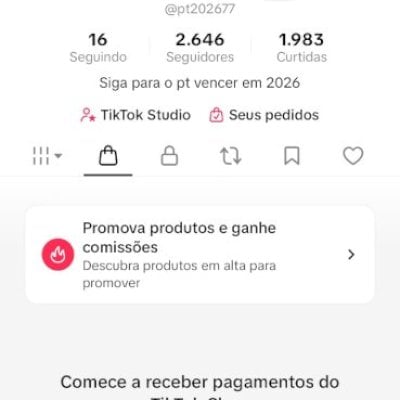 CONTA DO TIKTOK COM SHOP ATIVO +2,6K SEGUIDORES (ENGAJAMENTO REAL)
