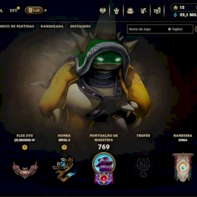 Conta lol de colecionador extremamente rara rammus rei, kayle juiza, neo pax jax