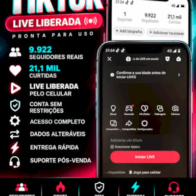 🔥 CONTA TIKTOK LIVE CELULAR | 9.9K SEGUIDORES REAIS