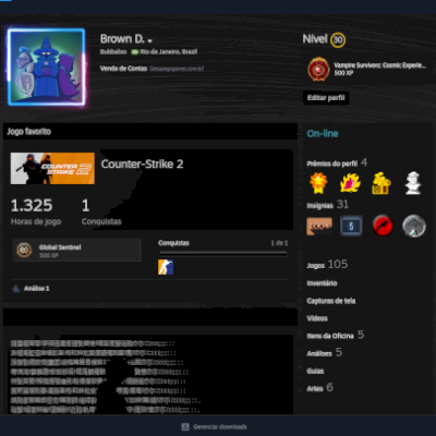CONTA STEAM C 105 JOGOS/PRIME CS/PROGRESSO DBD
