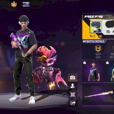 CONTA FREE FIRE NÍVEL 8 COM CONJUNTO VIBE METAMORFOSE E AMOR ETERNO