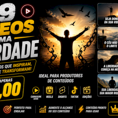 69 Vídeos Tema Liberdade | Conteúdo Motivacional-ENTREGA AUTOMÁTICA 🎯