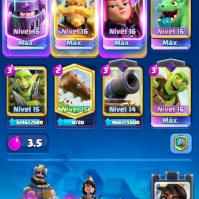Conta de royale Top, com algumas cartas 16, mais uma conta smurf.
