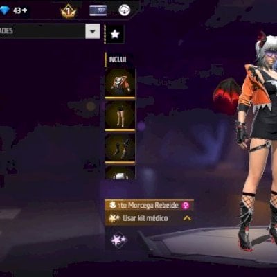 CONTA FF COM SKIN MORCEGA REBELDE + EMOTE RARO + 43 DIAMANTES (SEU EMAIL)