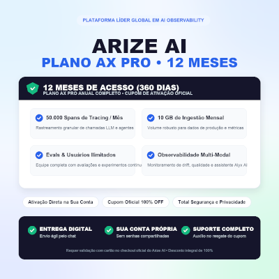Arize AI AX Pro 12 Meses | Cupom Oficial Plano Anual | Na Sua Conta