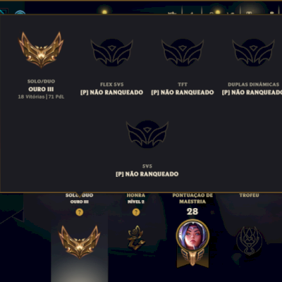 Ouro 3 com 40 Champs e 43 Skins ( MAIN ADC )