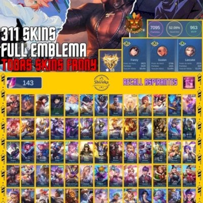 CONTA DE MOBILE LEGENDS COM TODAS SKINS DA FANNY + KOF GUSION, CONTA RARA
