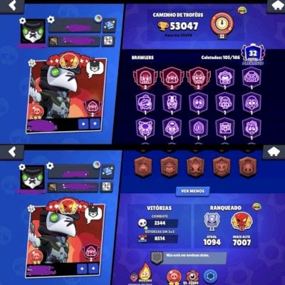 CONTA DE BRAW STARS 52.7K TROFÉUS 32 PRESTÍGIOS 104/105 BRAW detalhes na descriç