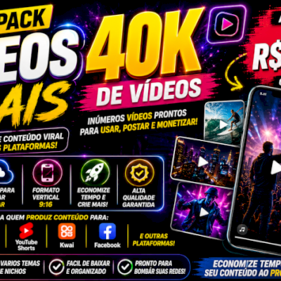40k Vídeos Virais para TikTok, Reels, Shorts, Kwai e Facebook-ENTREGA