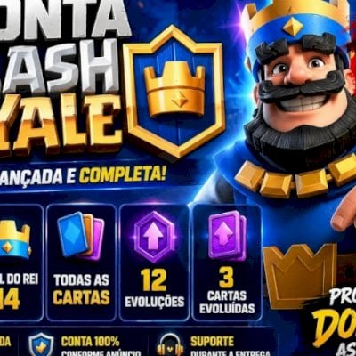 Clash Royale 10K Troféus | Rei 14 | Todas as Cartas | 12 Evoluções, 80% off