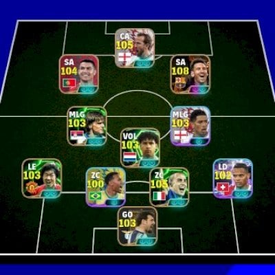 Conta efootball com Messi 108 Blitz com 1.800 moedas negativas