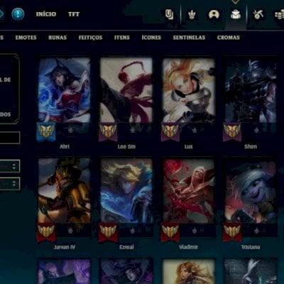 Conta Unranked 103 campeões, 39 skins e 6000 de RP