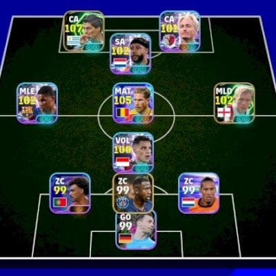 Conta efootball com Suarez 107 e De bruyne 106