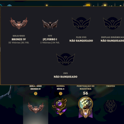Bronze 4 com 40 Champs e 43 Skins ( Mais de 70 Jogos )