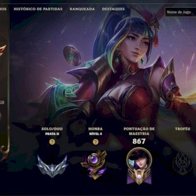 Conta LOL level 843, 793 skins, Prata atualmente