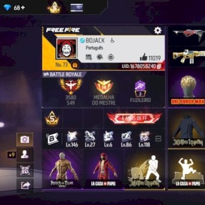 CONTA DE FF GEMADINHA 400 PEITORAIS, LVL 73 várias Incubadoras